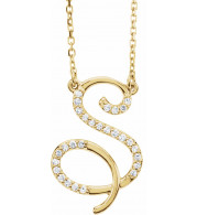 14K Yellow 1/8 CTW Diamond Initial S 16 Necklace - 67399137P