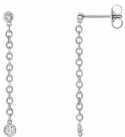 14K White 1/5 CTW Diamond Bezel Set Chain Earrings - 65346360000P