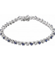 14K White Lab-Grown Blue Sapphire & 1/10 CTW Diamond Line 7 Bracelet - 651634101P
