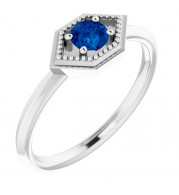 14K White Blue Sapphire Geometric Ring - 72111600P