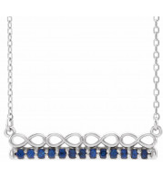 14K White Blue Sapphire Infinity-Inspired Bar 18 Necklace - 86823615P