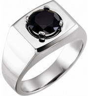 14K White Onyx Solitaire Ring - 9240102P