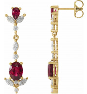 14K Yellow Ruby & 3/4 CTW Diamond Dangle Earrings - 86907601P