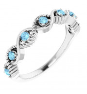 14K White Aquamarine Stackable Ring - 720466007P