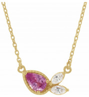 14K Yellow Pink Sapphire & 1/6 CTW Diamond 16 Necklace - 86854621P