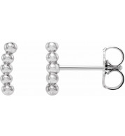 14K White 8.3x1.9 mm Curved Beaded Earrings - 86646600P