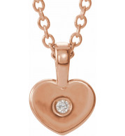 14K Rose .01 CT Diamond Youth Heart 16 Necklace - 190062612P