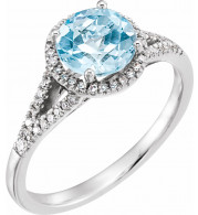 14K White Sky Blue Topaz & 1/5 CTW Diamond Ring - 65130070004P