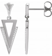 14K White Geometric Dangle Earrings - 8715060000P