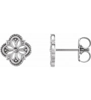 14K White Vintage-Inspired Clover Earrings - 87105600P