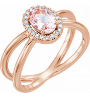 14K Rose Morganite & .08 CTW Diamond Ring - 71878602P