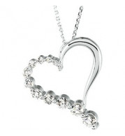 14K White 1 CTW Diamond Journey Heart 18 Necklace - 69023658381P