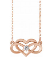 14K Rose 1/10 CTW Diamond Infinity-Inspired Heart 16-18 Necklace - 86677602P