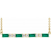 14K Yellow Emerald & 1/5 CTW Diamond Bar 16-18 Necklace - 86790631P