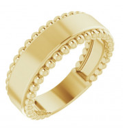 14K Yellow Engravable Beaded Ring - 51684102P