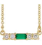 14K Yellow Emerald & 1/5 CTW Diamond 18 Necklace - 86838706P