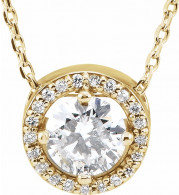 14K Yellow 1/2 CTW Diamond Halo-Style 16 Necklace - 85916106P