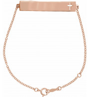 14K Rose Pierced Cross Bar 6 1/2-7 1/2 Bracelet - BRC7671002P