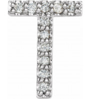 14K White .04 CTW Diamond Single Initial T Earring - 867976100P