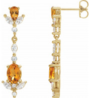 14K Yellow Citrine and 3/4 CTW Diamond Earrings - 86907606P