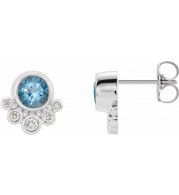 14K White Aquamarine & 1/8 CTW Diamond Earrings - 86777615P