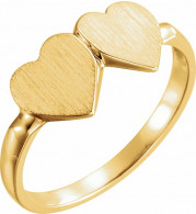 14K Yellow 13.8x7 mm Double Heart Signet Ring - 41934652P