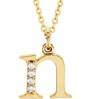 14K Yellow .02 CTW Diamond Lowercase Initial n 16 Necklace - 8580360040P