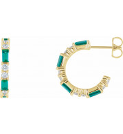 14K Yellow Emerald & 1/2 CTW Diamond Earrings - 86789637P