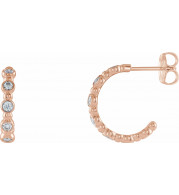 14K Rose 3/8 CTW Diamond Beaded Hoop Earrings - 86685606P