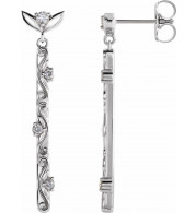 14K White 1/8 CTW Diamond Vintage-Inspired Dangle Earrings - 87044600P