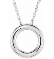 14K White 13 mm Circle 18 Necklace - 863221022P