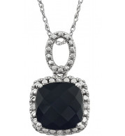 14K White Onyx & .03 CTW Diamond 18 Necklace - 651606106P