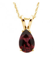 14K Yellow 8x5 mm Pear Rhodolite Garnet Solitaire 18 Necklace - 6902661122P