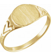 14K Yellow 6 mm Round Youth Signet Ring - 19311124378P