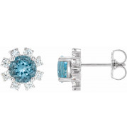 14K White Blue Zircon & .07 CTW Diamond Earrings - 20000286085P
