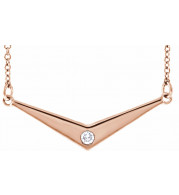 14K Rose .03 CTW Diamond Solitaire V 18 Necklace - 86787602P