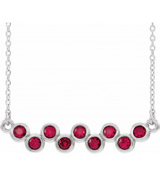 14K White Ruby Bezel-Set Bar 16-18 Necklace - 8652560030P