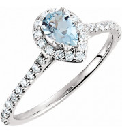 14K White Aquamarine & 3/8 CTW Diamond Engagement Ring - 6887170000P