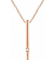 14K Rose .015 CT Diamond Bar 16-18 Necklace - 65221960002P