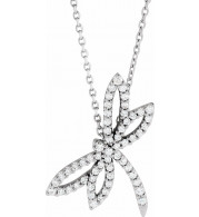 14K White 1/3 CTW Diamond Dragonfly 16 Necklace - 6712684401P
