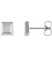 14K White Square Petite Earrings - 86659600P