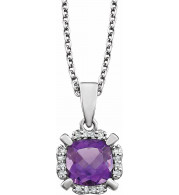 14K White Amethyst & .05 CTW Diamond 18 Necklace - 65195360002P