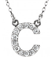 14K White Initial C 1/8 CTW Diamond 16 Necklace - 67311102P
