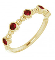 14K Yellow Stackable Mozambique Garnet Bead Ring - 71991606P