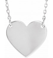14K White Engravable 12x11 mm  Heart 16-18 Necklace - 867741000P