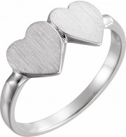 14K White 13.8x7 mm Double Heart Signet Ring - 41934650P
