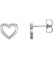 14K White 8.7x8 mm Heart Earrings - 86328600P
