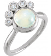 14K White Rainbow Moonstone & 1/8 CTW Diamond Ring - 72052620P