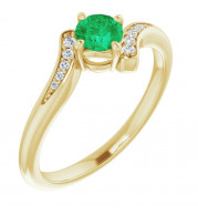14K Yellow Emerald & .04 CTW Diamond Ring - 719936004P