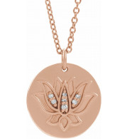 14K Rose .025 CTW Diamond Lotus 16-18 Necklace - 86975607P